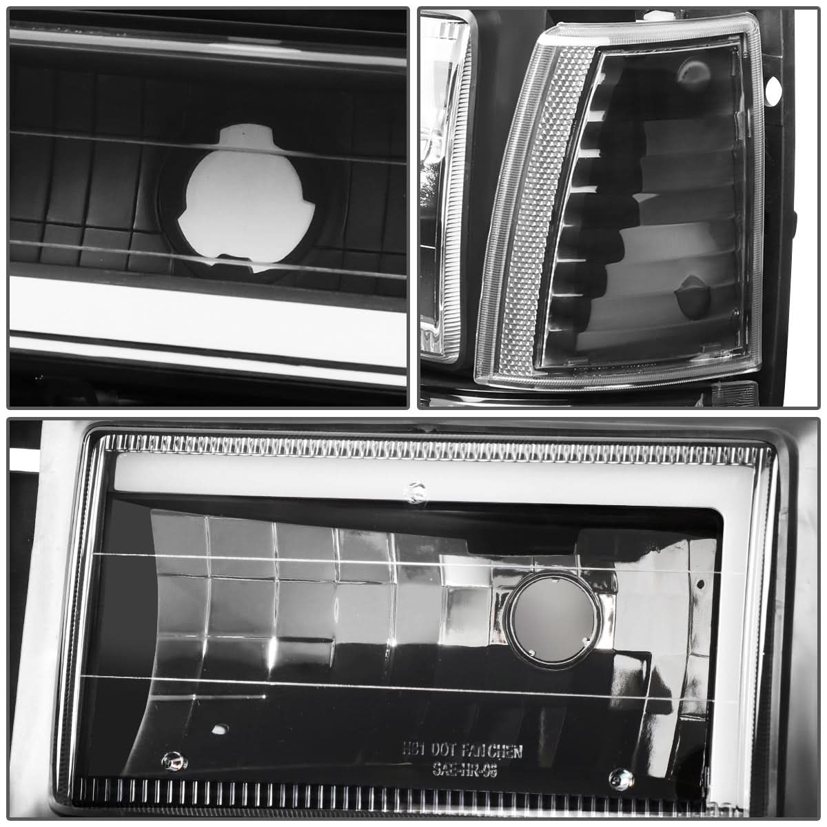 91-94 Ford Explorer LED DRL Headlights Black Housing Clear Corner