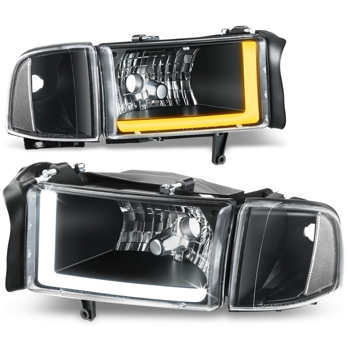 Clear Lens Black Housing LED Bar Headlights - 4PCS