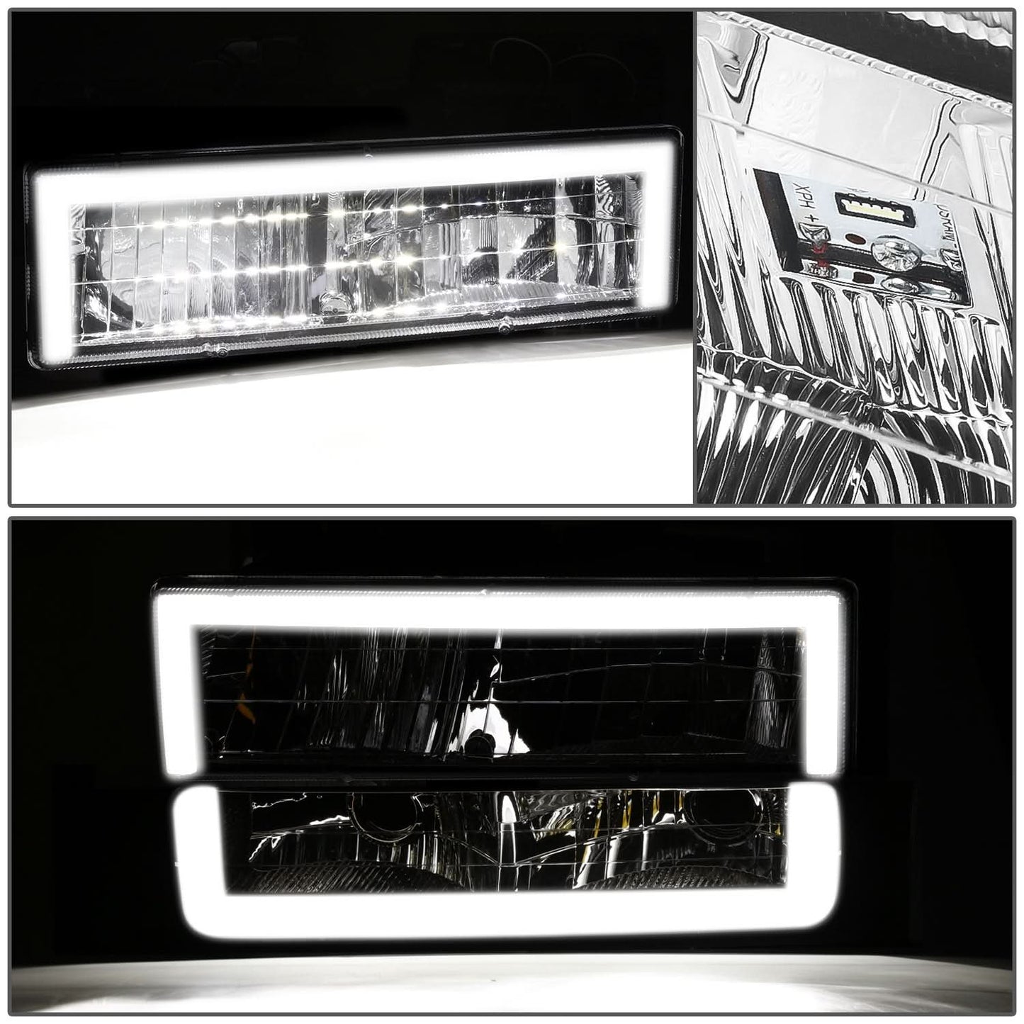 Clear Lens Chrome Housing LED Bar Headlights 4PCS