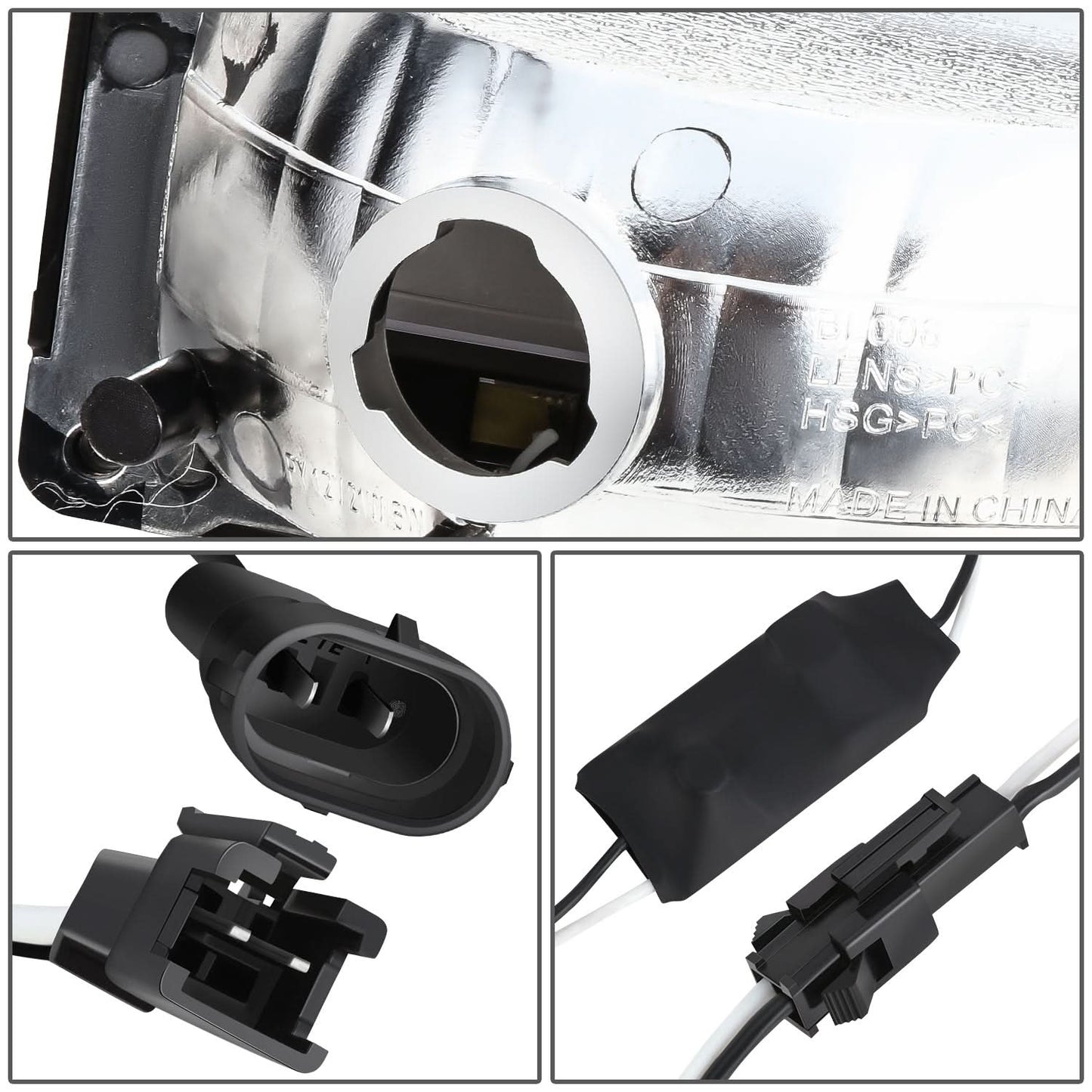 Clear Lens Amber Reflector Chrome Housing LED Bar Headlights 8PCS