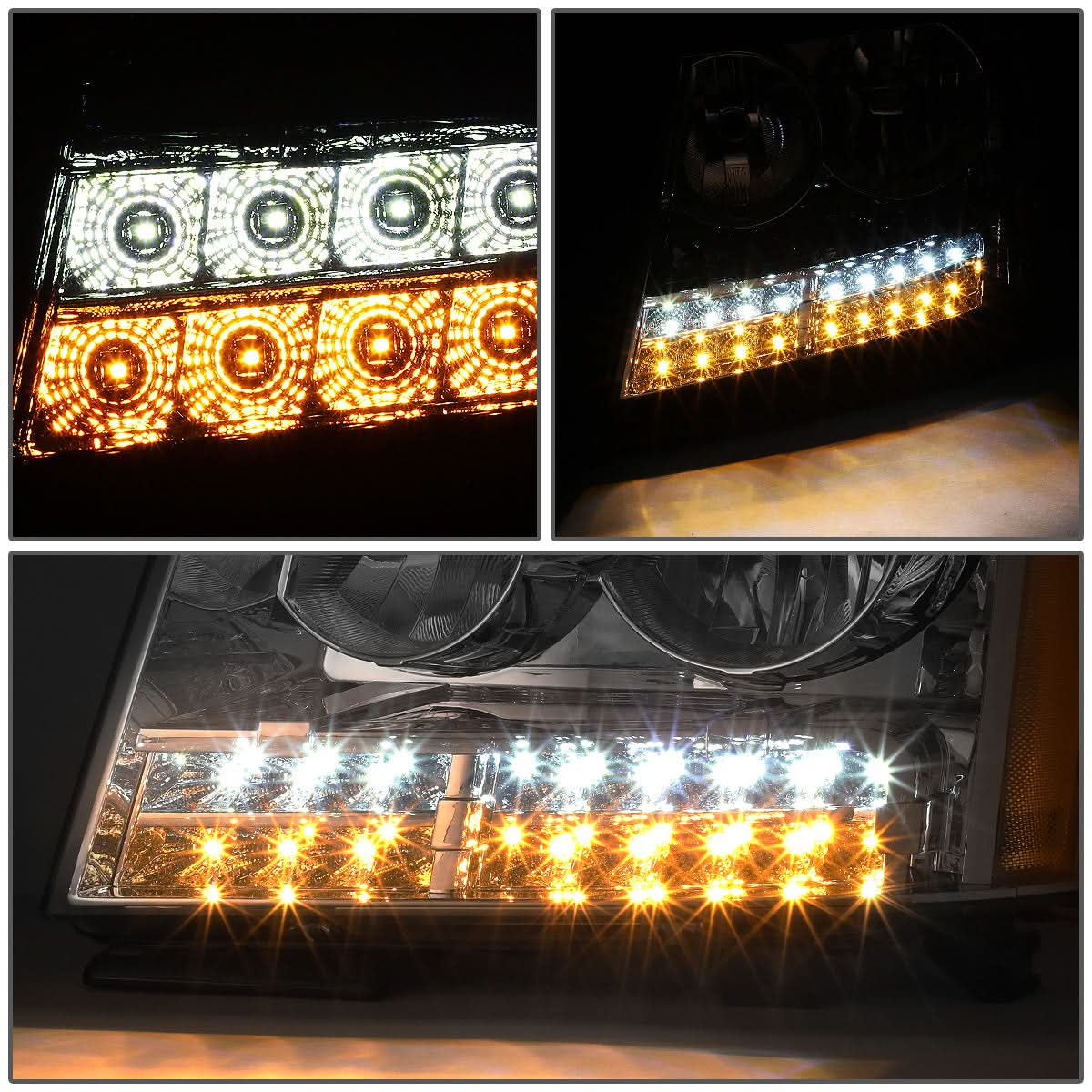 07-14 Chevrolet Avalanche Tahoe Suburban LED DRL Headlights Chrome