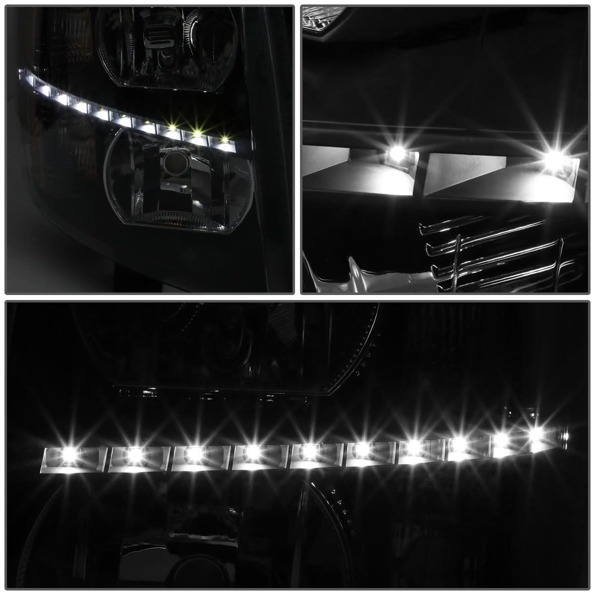 2007-2014 Chevrolet Silverado LED Reflector Headlights Black