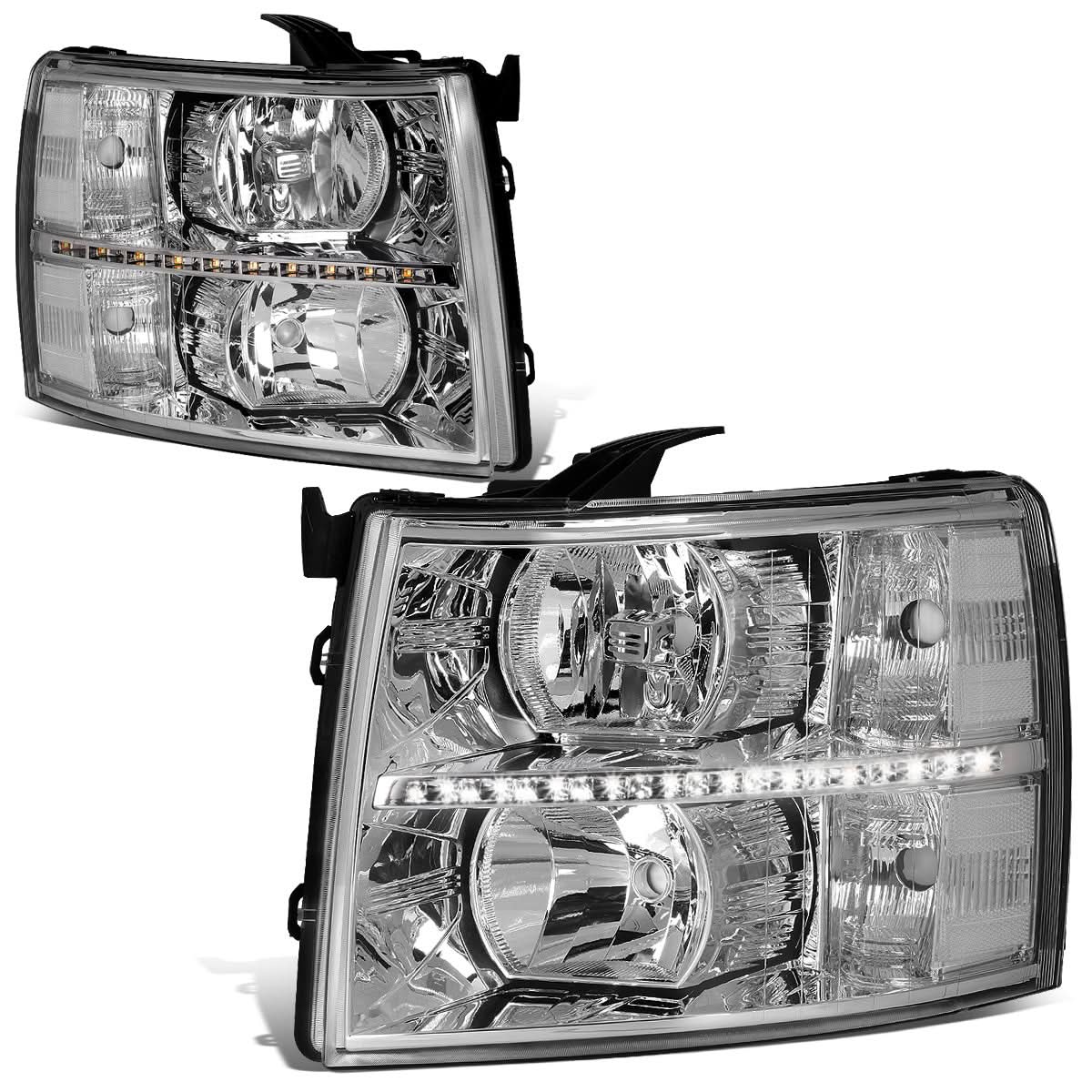 07-14 Chevrolet Silverado LED Reflector Headlights Chrome Housing