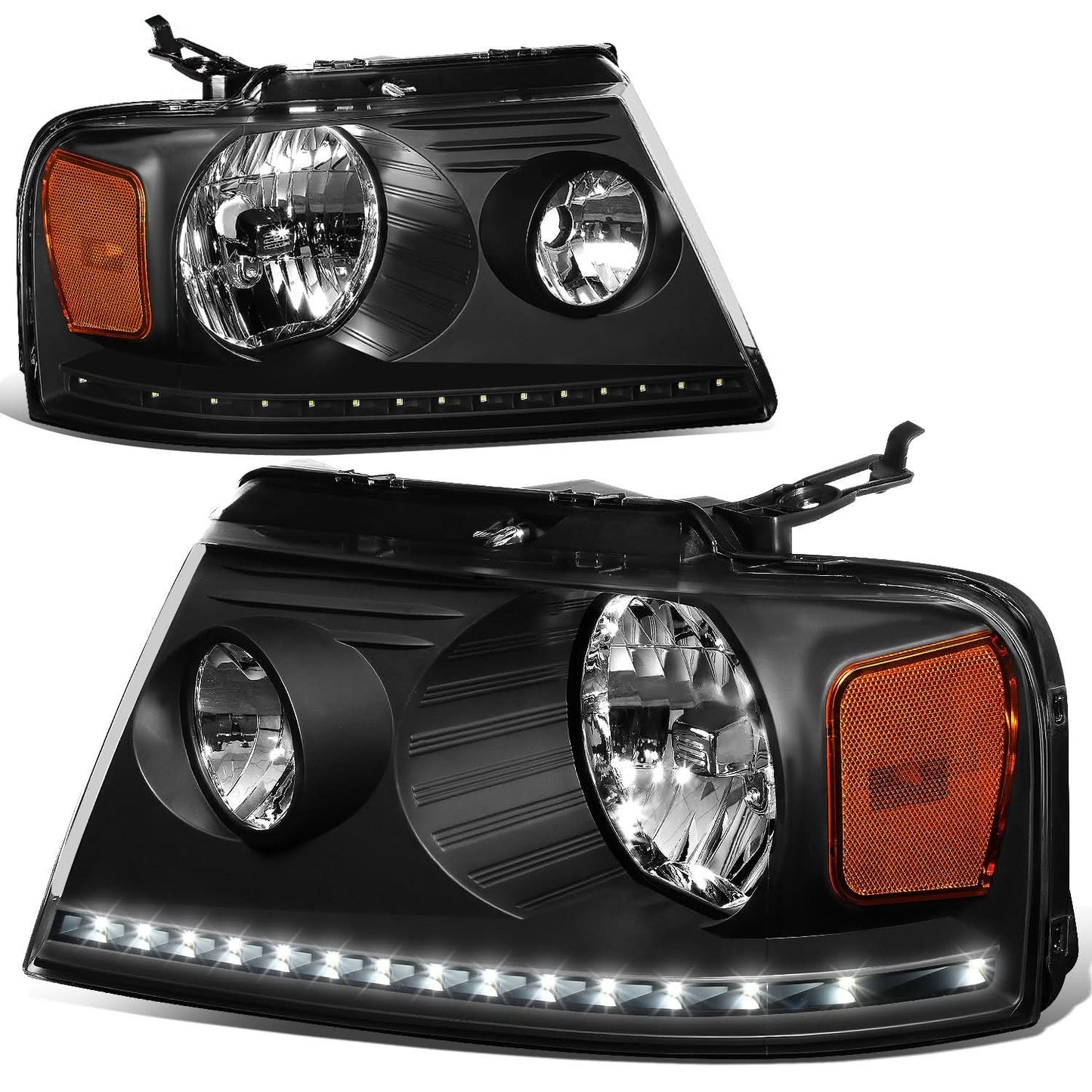 04-08 Ford F-150 / 06-08 Lincoln Mark LT LED DRL Headlights - Black