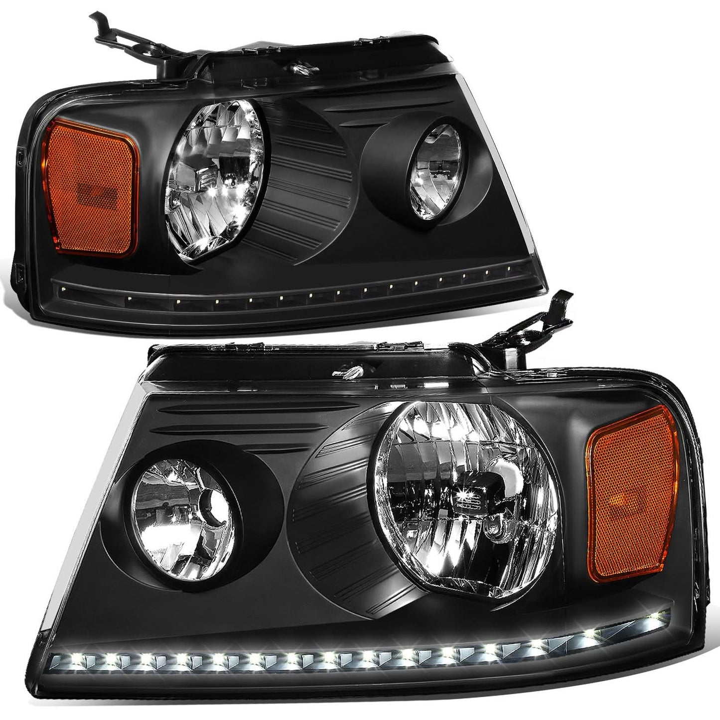 04-08 Ford F-150 / 06-08 Lincoln Mark LT LED DRL Headlights - Black
