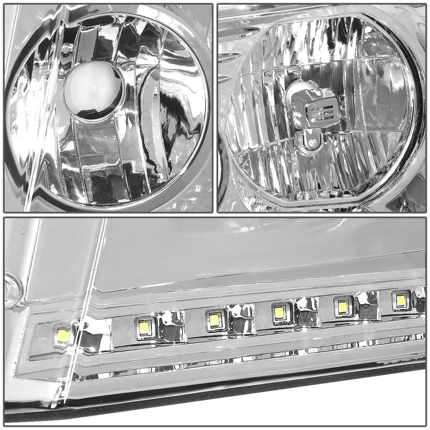 04-08 Ford F-150 / 06-08 Lincoln Mark LT LED DRL Headlights Chrome
