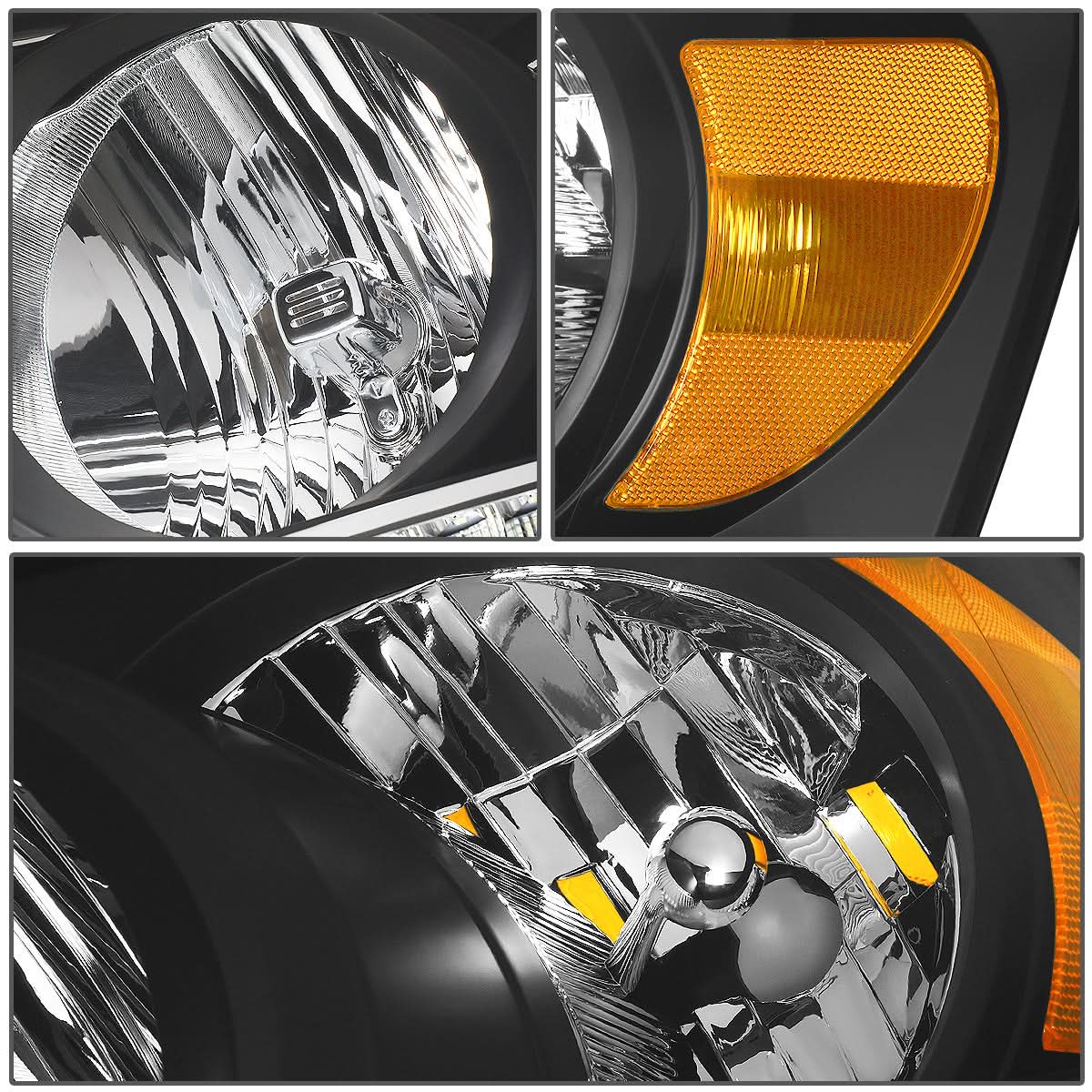 06-09 Dodge Ram LED DRL Headlights - Black Housing Amber Corner