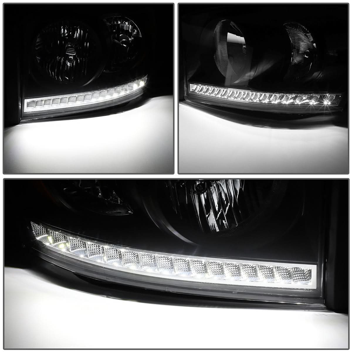 06-09 Dodge Ram LED DRL Headlights Black Housing Clear Corner