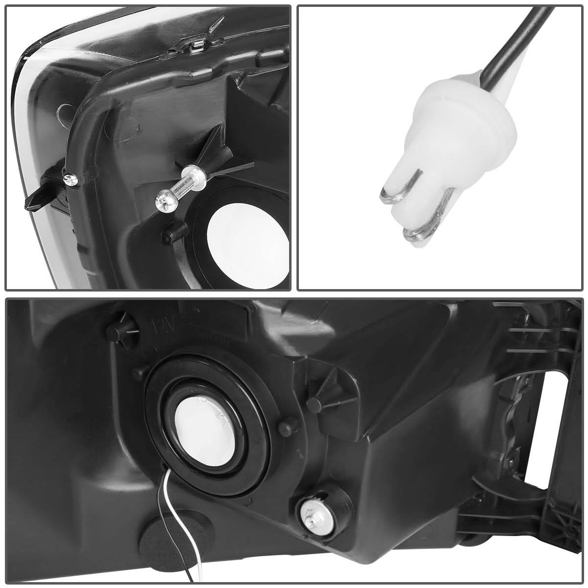 06-09 Dodge Ram LED DRL Headlights Black Housing Clear Corner