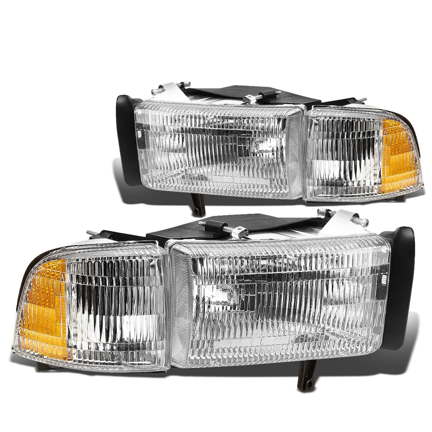 94-02 Dodge Ram OEM Style Headlights Chrome Housing 4PC Kit