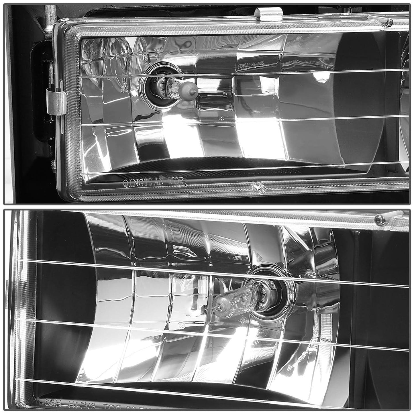 1994-2000 GMC C10 8PC Black Housing Amber Corner Headlights