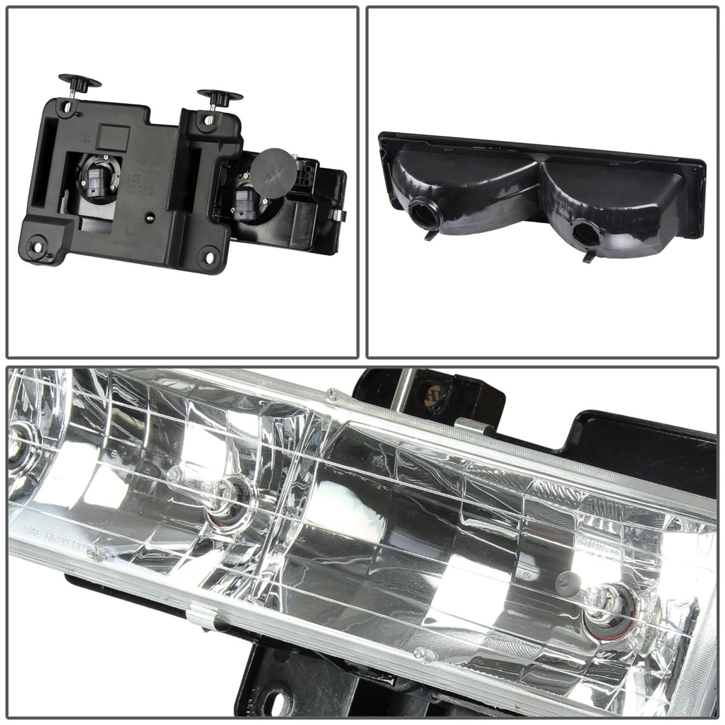 94-98 Chevrolet C10 8PC Chrome Housing Clear Corner Headlights