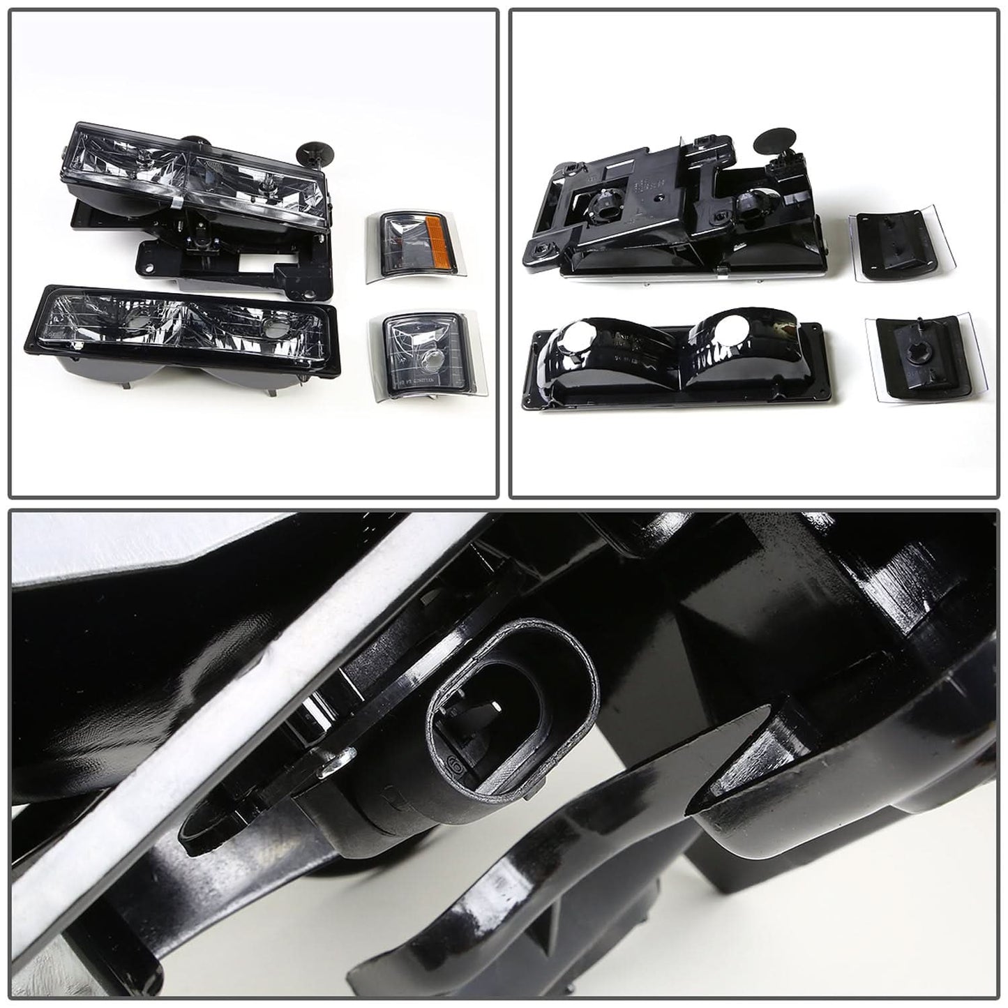 1994-1998 Chevrolet C10 Smoke Housing Headlights with Amber Corner
