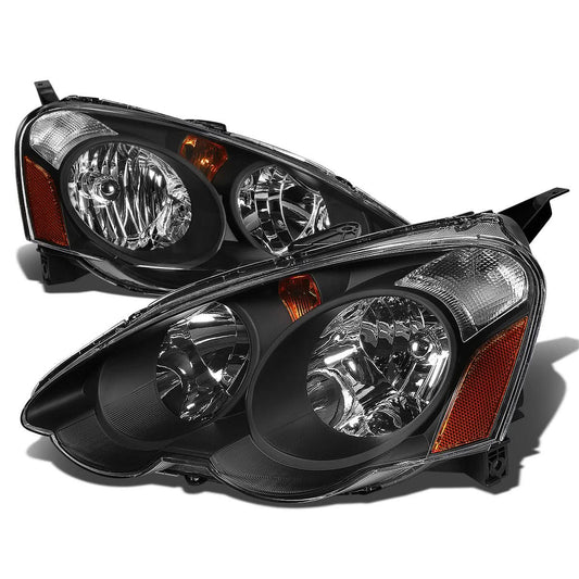 02-04 Acura RSX Black Housing Amber Corner Headlights