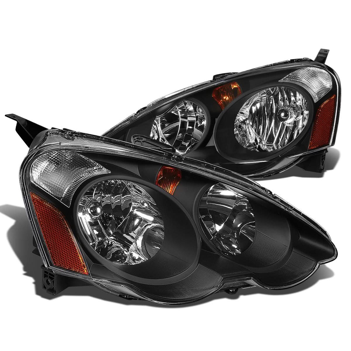 02-04 Acura RSX Black Housing Amber Corner Headlights