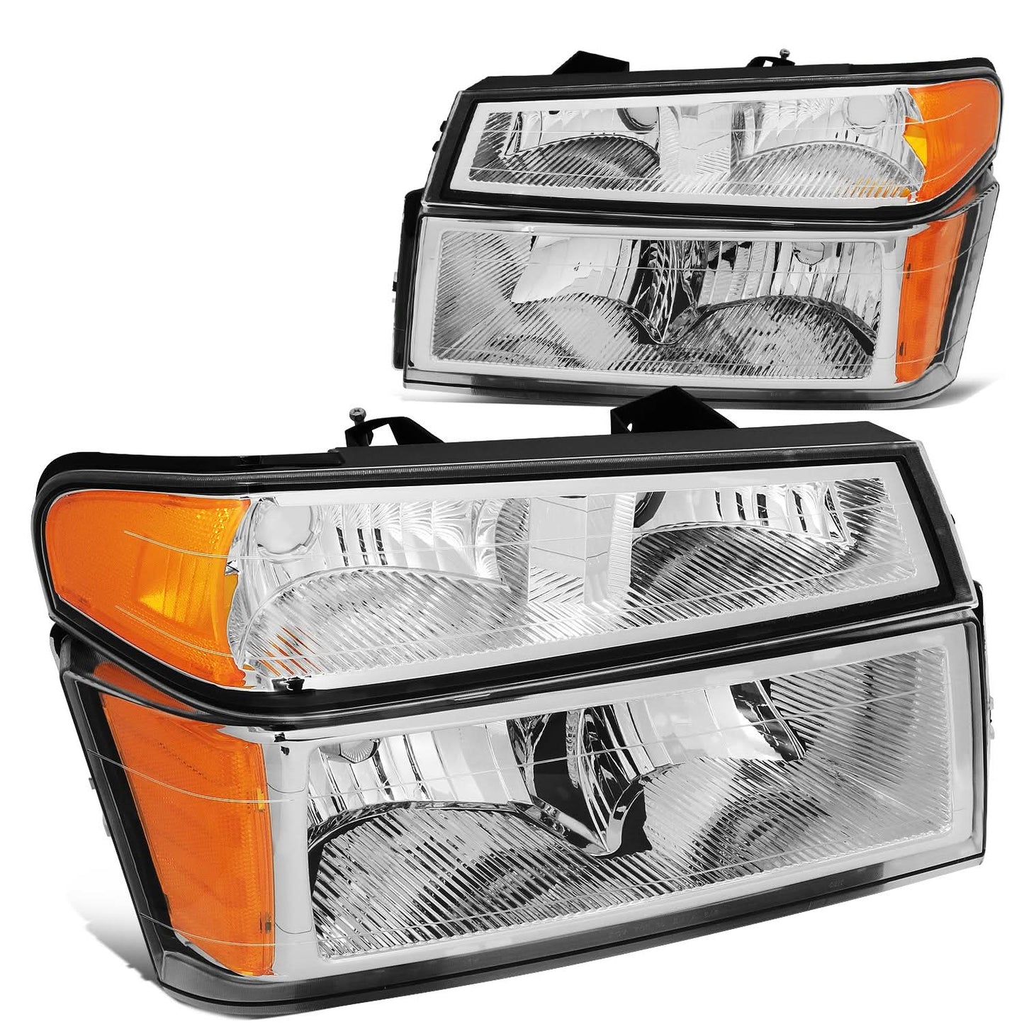 04-12 Chevy Colorado Chrome Headlights w/ Amber Corner 4PC Set