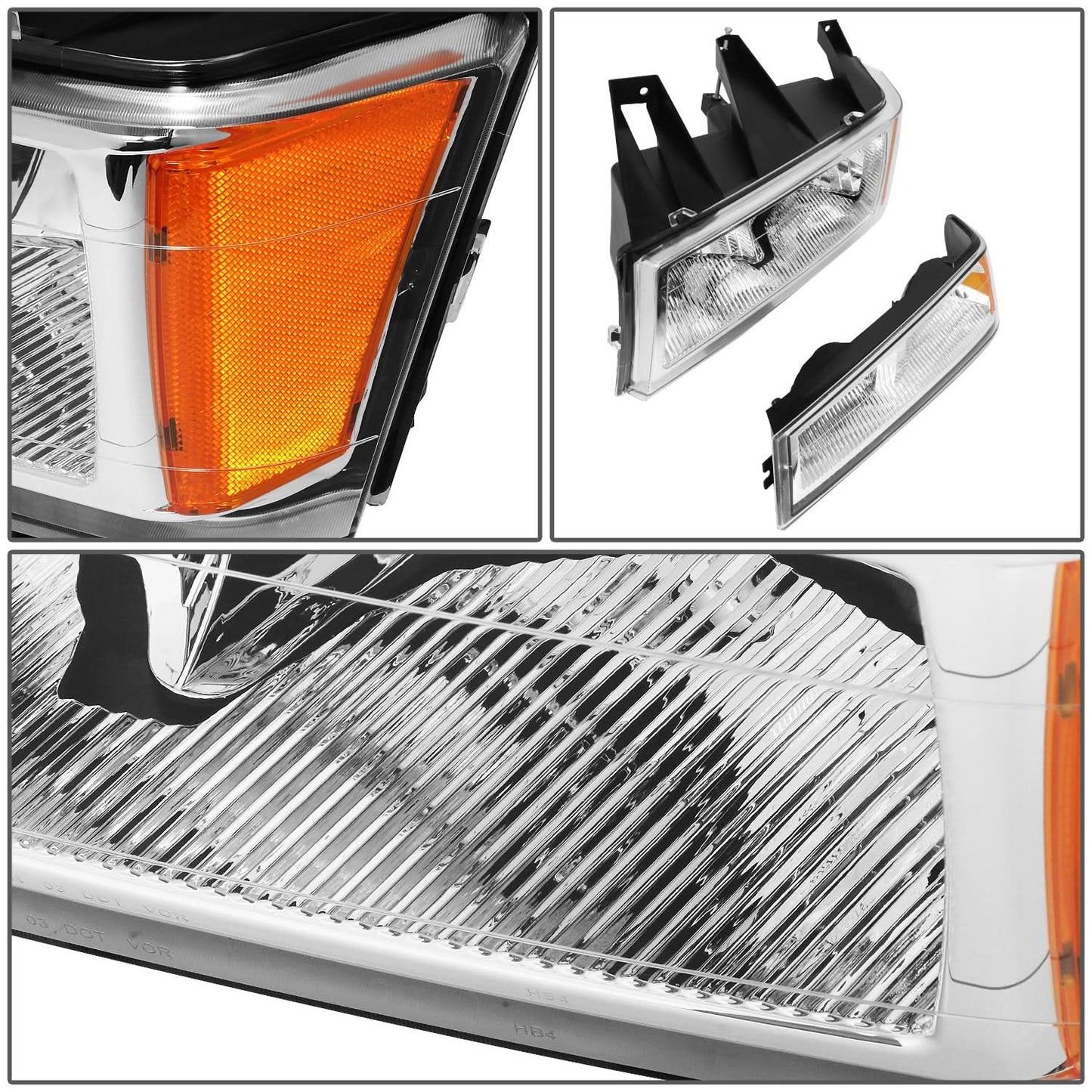 04-12 Chevy Colorado Chrome Headlights w/ Amber Corner 4PC Set