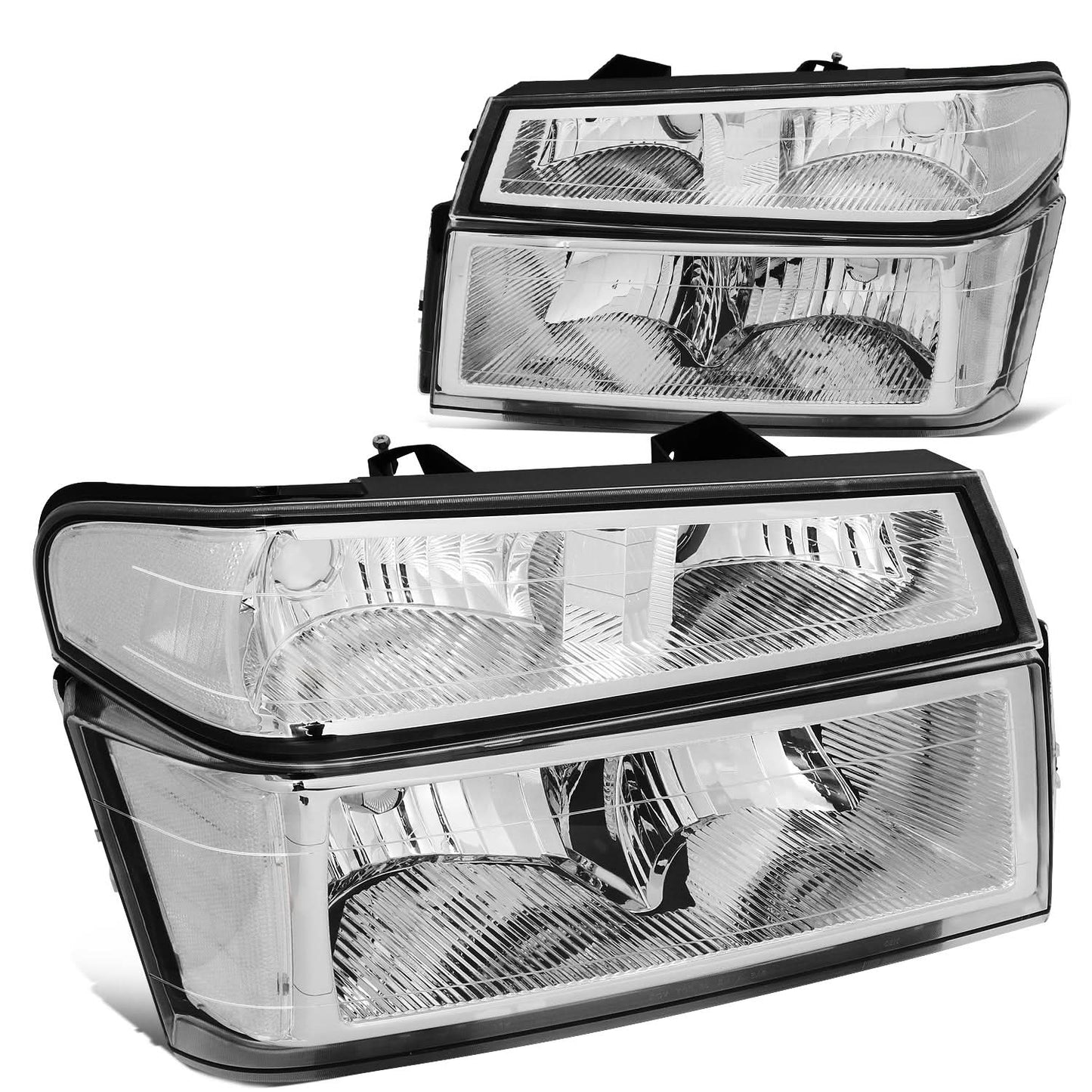 04-12 Chevrolet Colorado Chrome Housing Clear Corner Headlights 4PC
