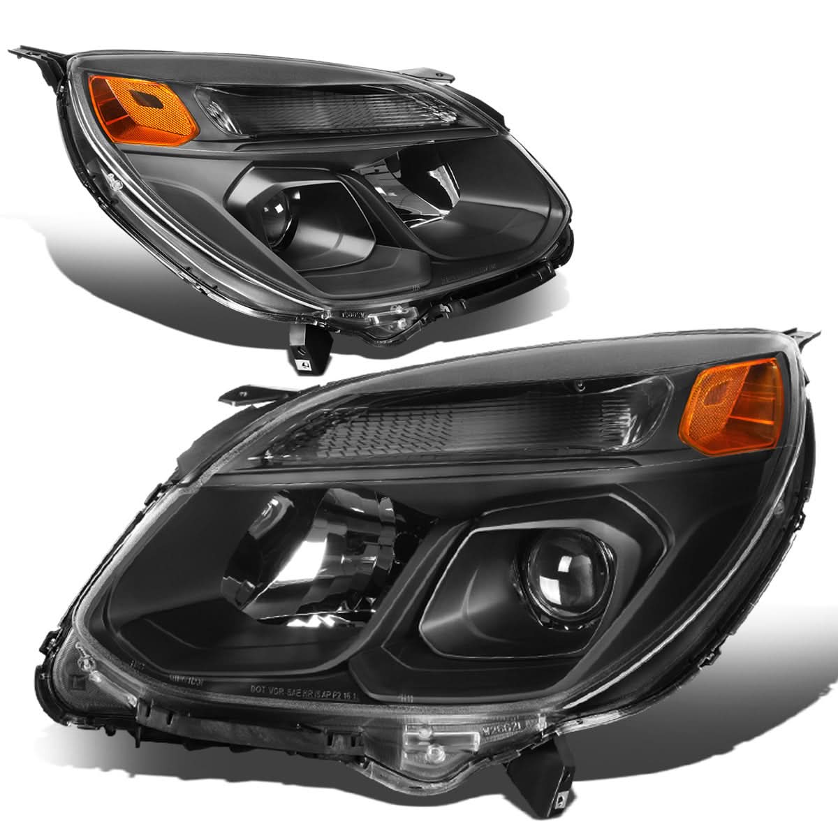 16-17 Chevrolet Equinox Projector Headlights - Black Housing Amber Corner