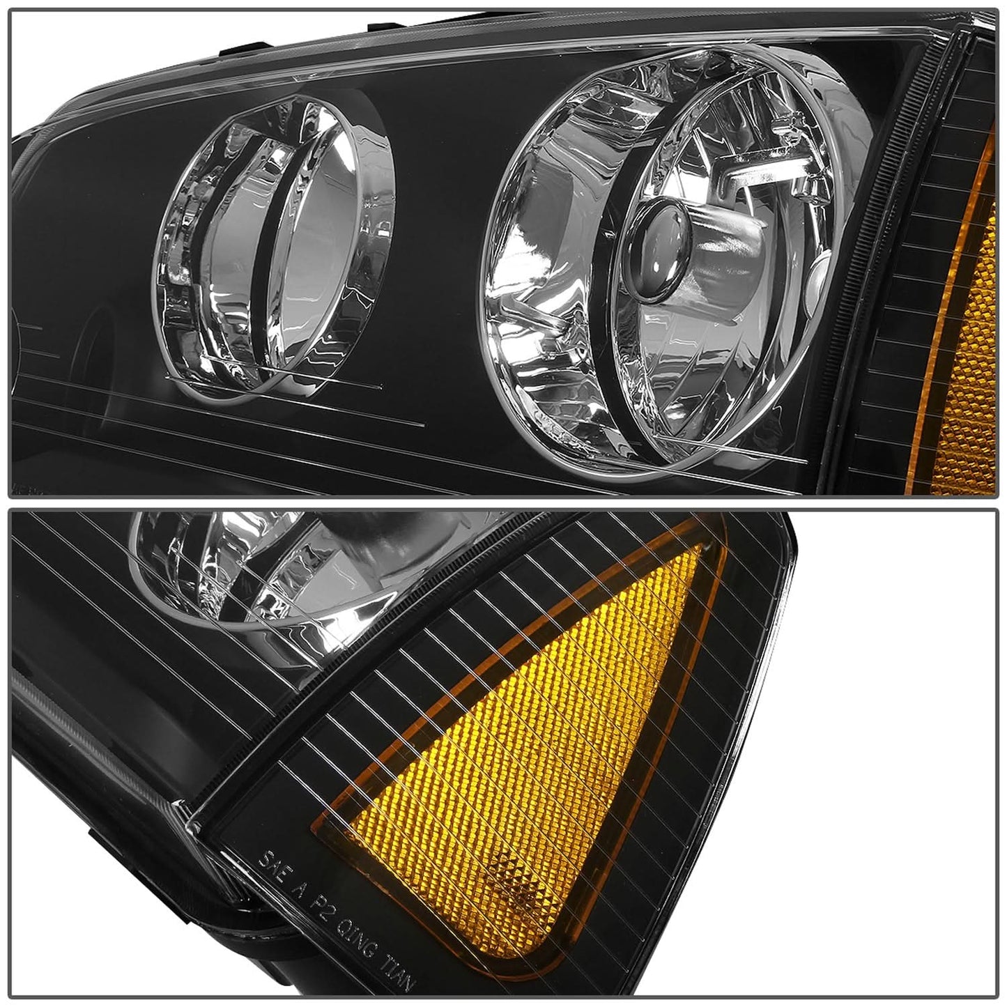 06-10 Dodge Charger 4PC Black Housing Amber Corner Headlights