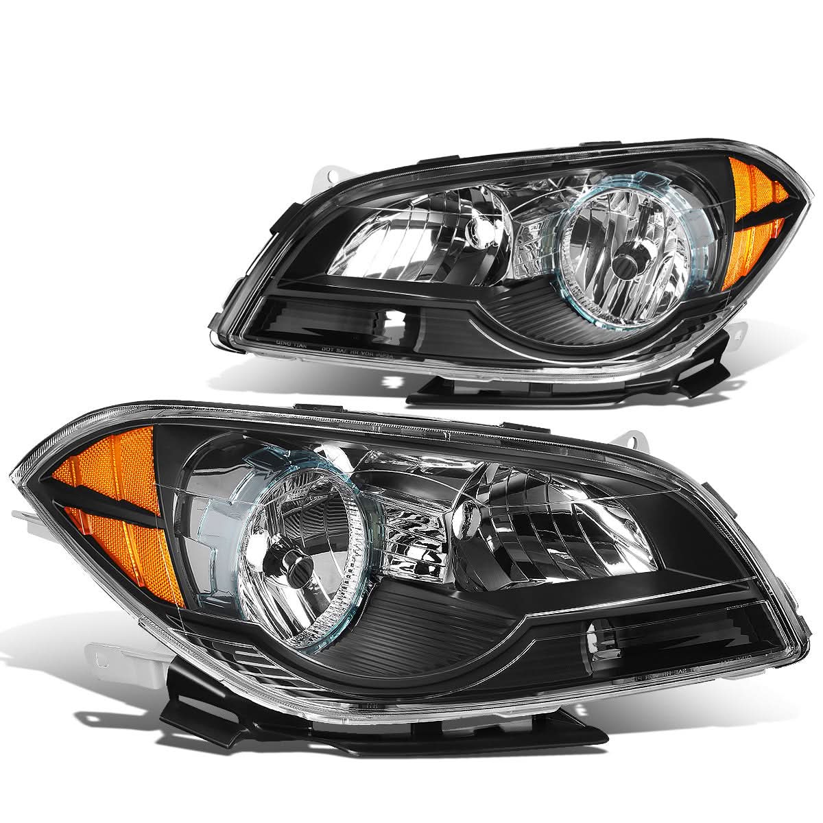 2008-2012 Chevrolet Malibu Black Housing Headlights with Amber Corner
