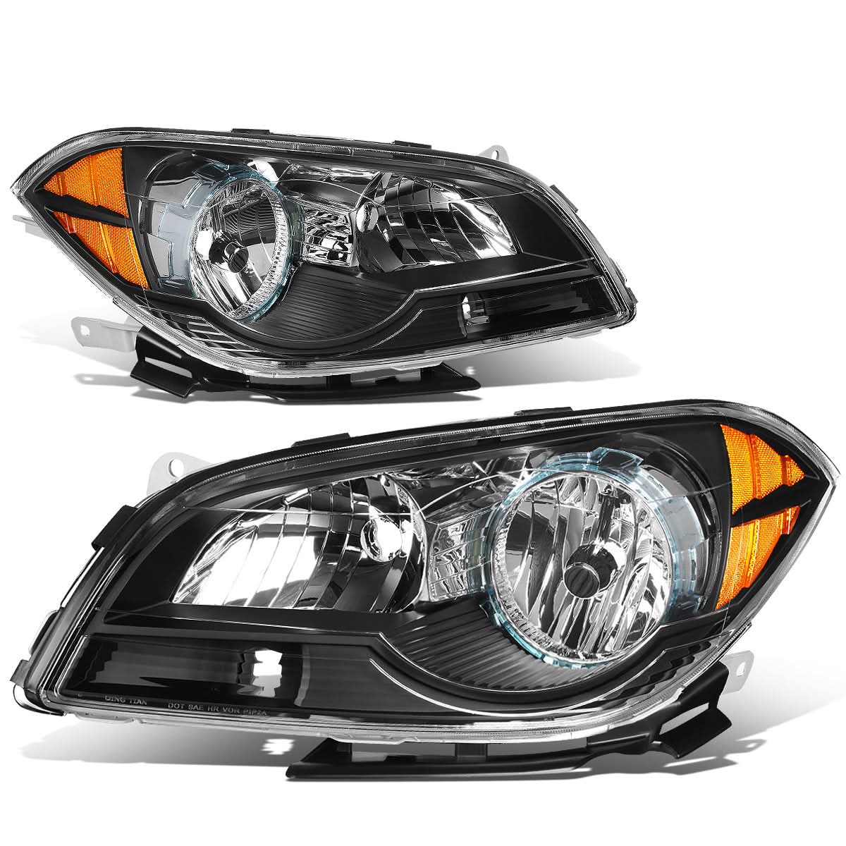 2008-2012 Chevrolet Malibu Black Housing Headlights with Amber Corner