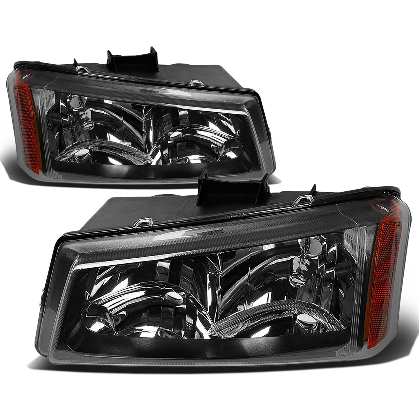 2003-2006 Chevrolet Silverado Avalanche Black Amber Headlights 2PC