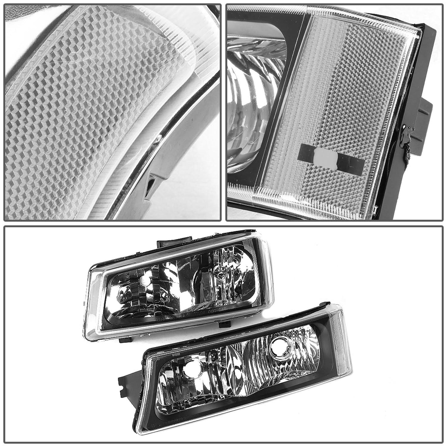 03-06 Chevrolet Silverado/Avalanche Black Housing Headlights 4PC Set