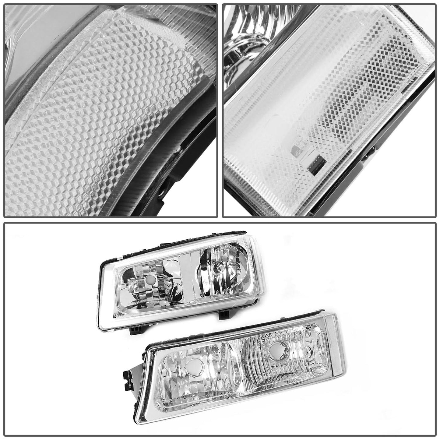 03-06 Chevrolet Silverado / Avalanche Chrome Clear Headlights 4PC Set