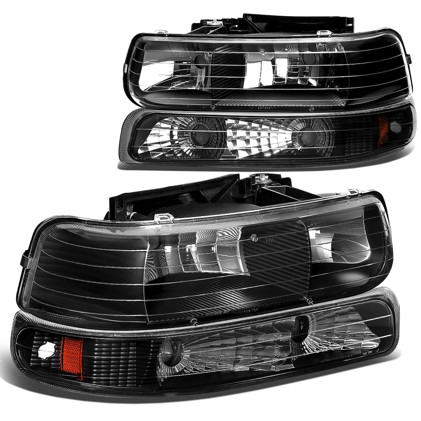 99-06 Chevrolet Silverado Suburban Tahoe Black Amber Headlights 4PC