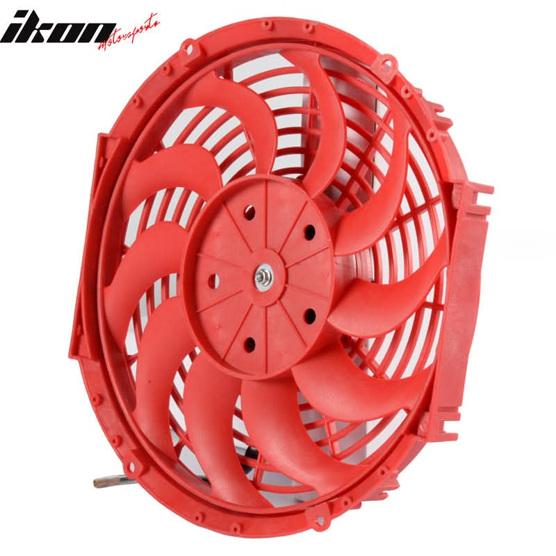 Universal 12 in Red Electric Radiator Engine Cooling Fan W/ Mount Kit