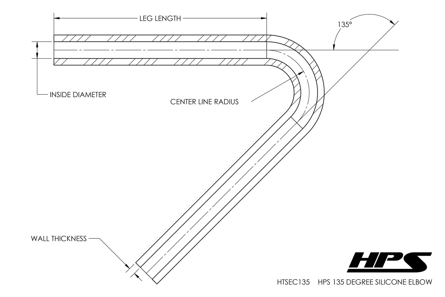 HPS Performance Products HPS 1-3/8" Silicone 135 Degree Elbow Coupler Hose, High Temp 4-ply Reinforced (35mm ID)