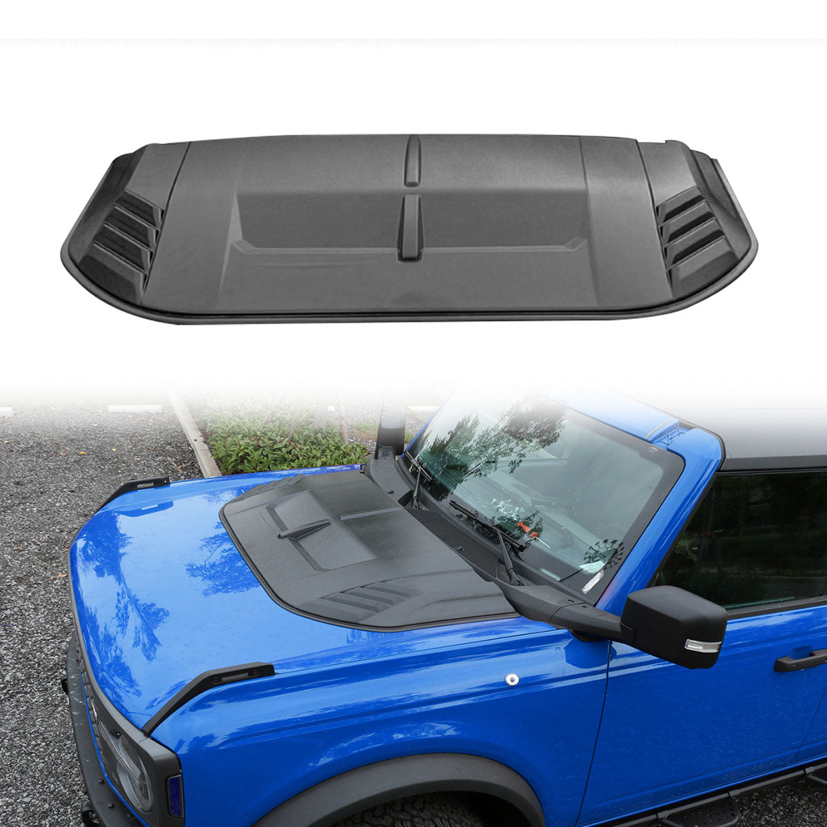 2021-2025 Ford Bronco Sanded Black Front Hood Bonnet Cover Trim ABS