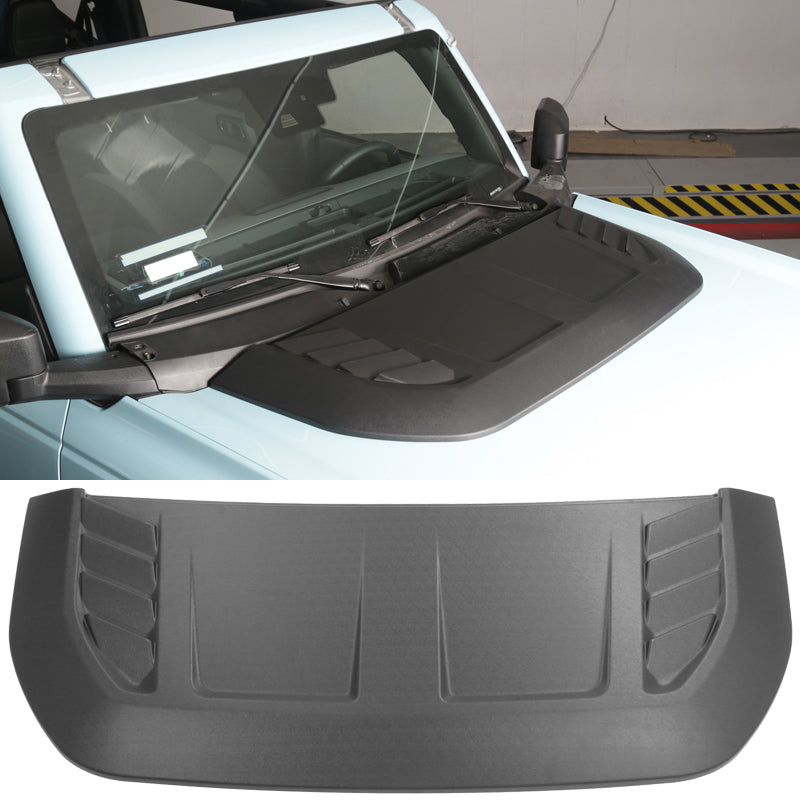 2021-2025 Ford Bronco Non-Functional Black Front Hood Bonnet Cover ABS