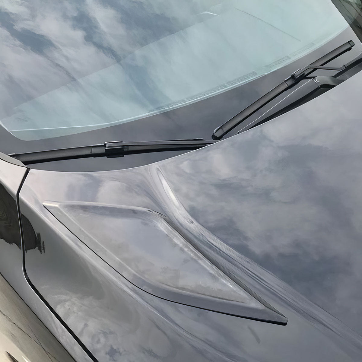 2016-2020 Honda Civic 10th Gen V1 Black Front Hood Scoop Vents ABS 2PC