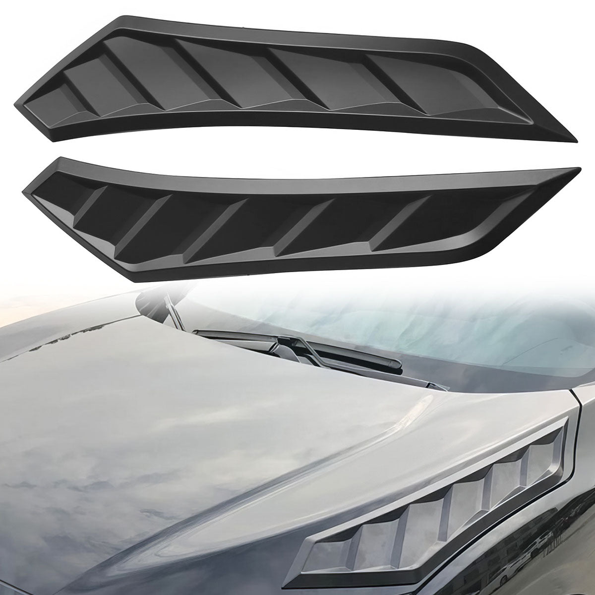 2016-2020 Honda Civic 10th Gen V2 Style Black Hood Vents ABS