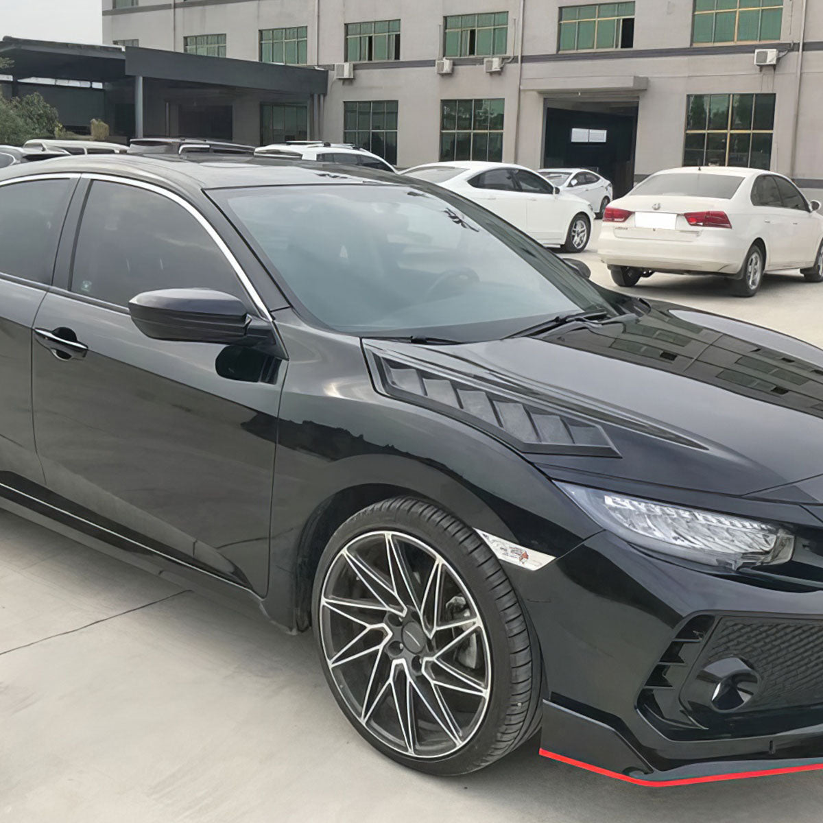 2016-2020 Honda Civic 10th Gen V2 Style Black Hood Vents ABS