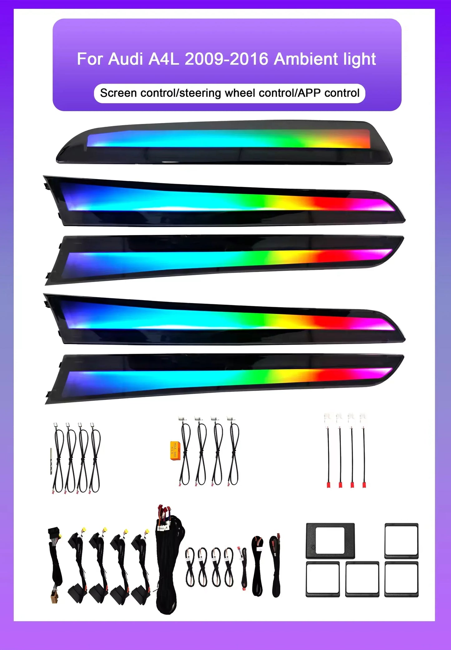 Audi A4 / A4L B8 / A5 / Q5 Interior 64-Color Star Sky Dynamic LED Ambient Light Kit 2009 - 2017