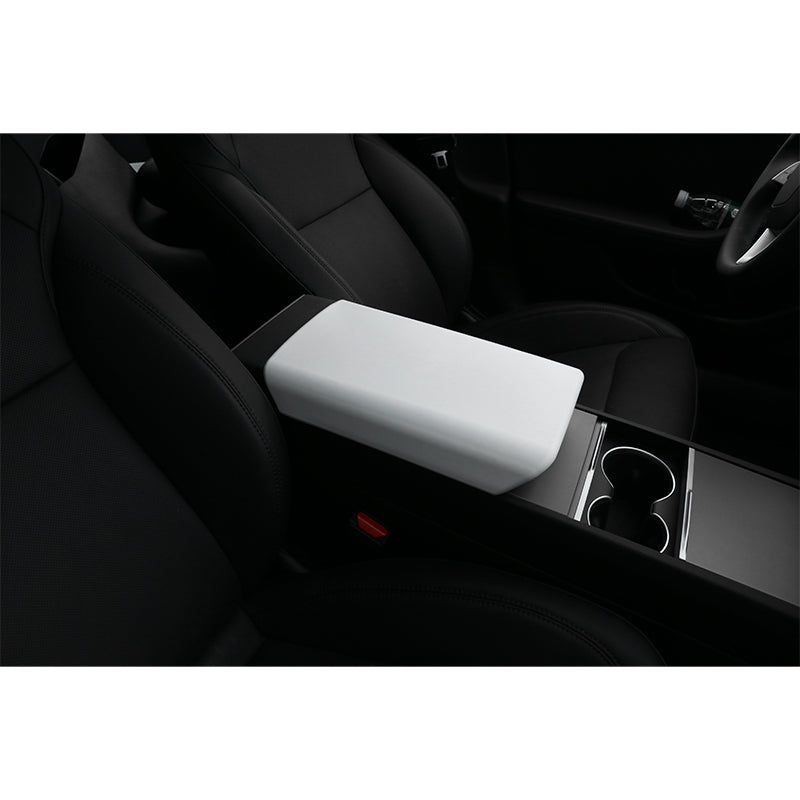 2024-2025 Tesla Model 3 White Center Console Lid Armrest Cover Pad TPE