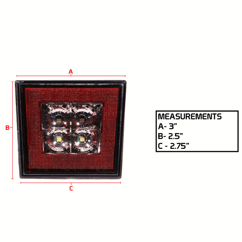 Universa Square Red LED Rear Tail Third 3RD Brake Lights