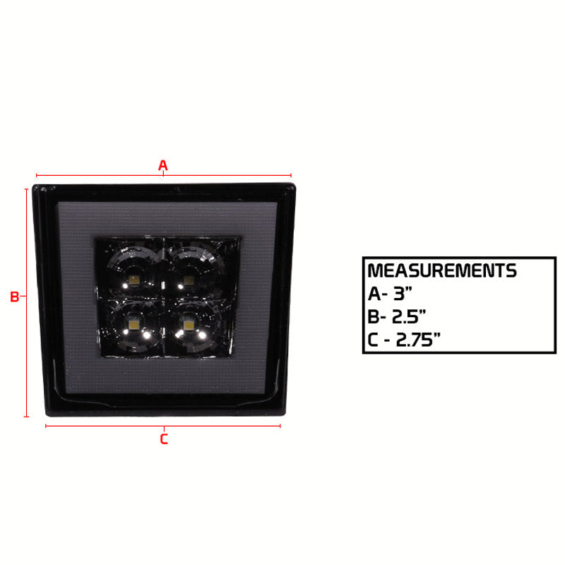 Universa Square Smoke LED Rear Tail Third 3RD Brake Lights