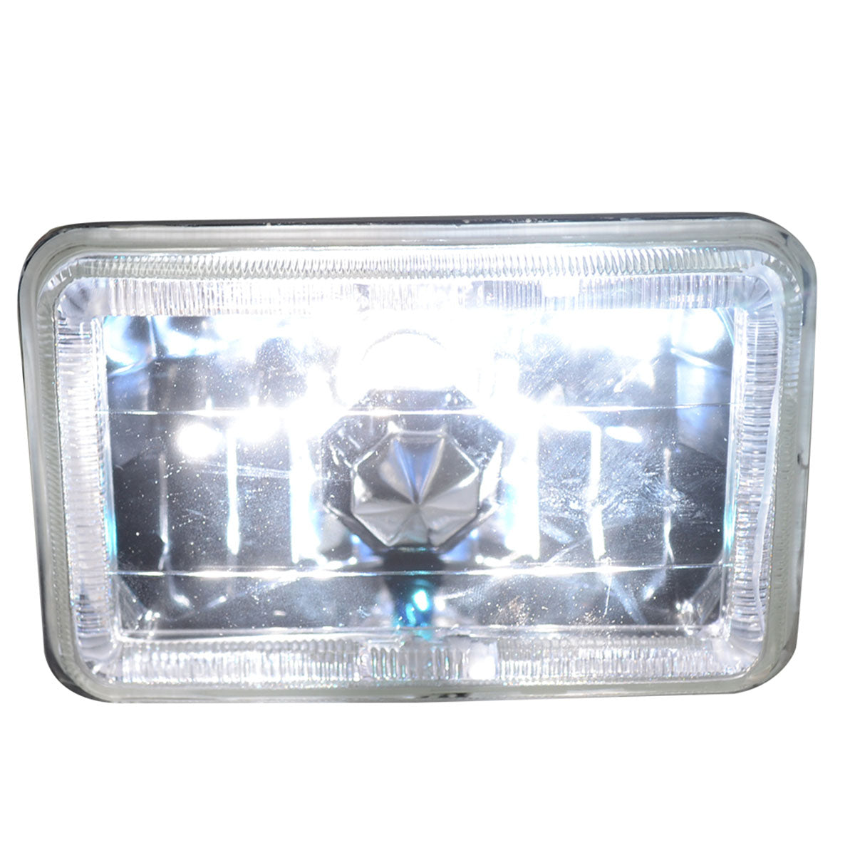 Universal 4X6 Square H4 Headlight Lamp With Halogen Bulb Clear Lens