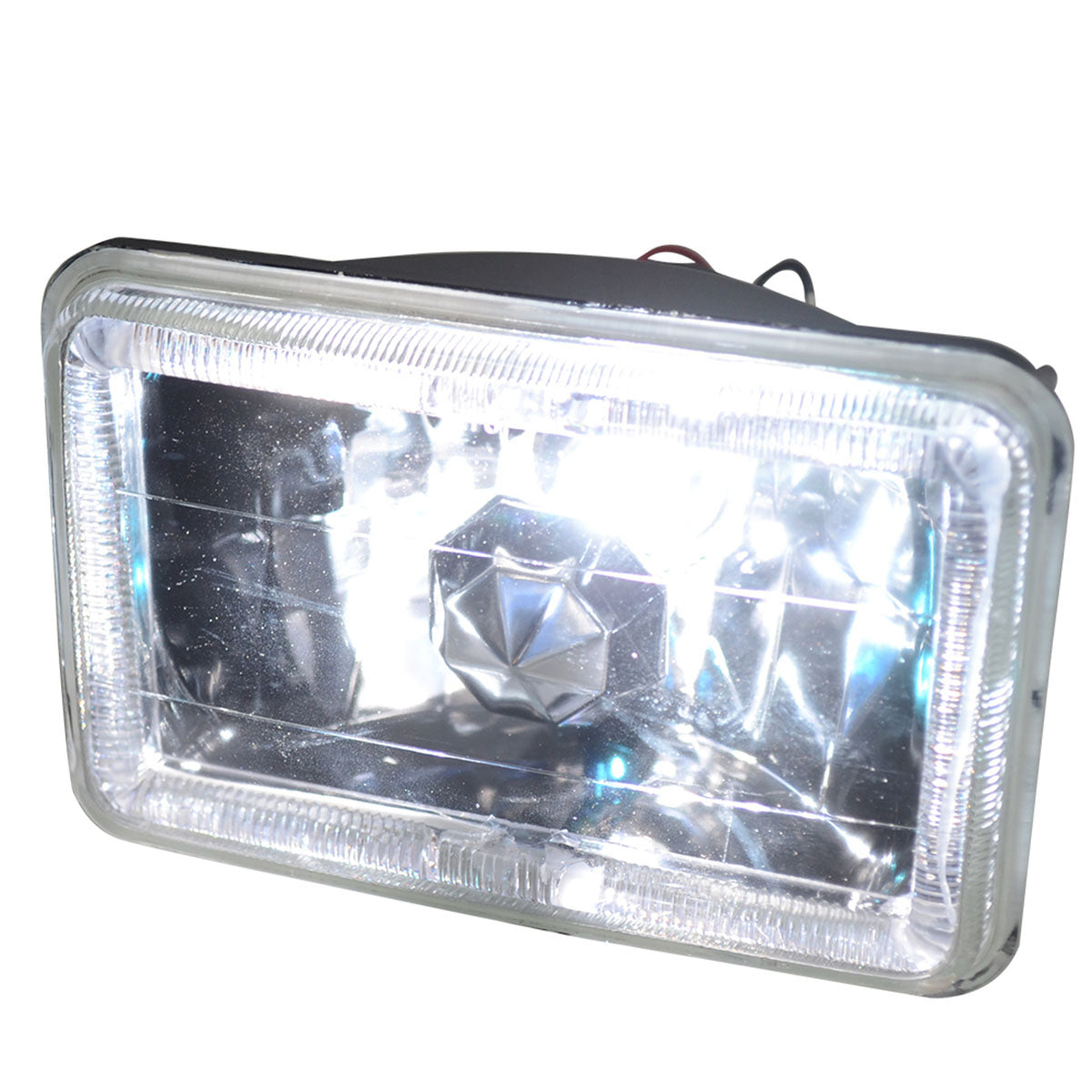 Universal 4X6 Square H4 Headlight Lamp With Halogen Bulb Clear Lens