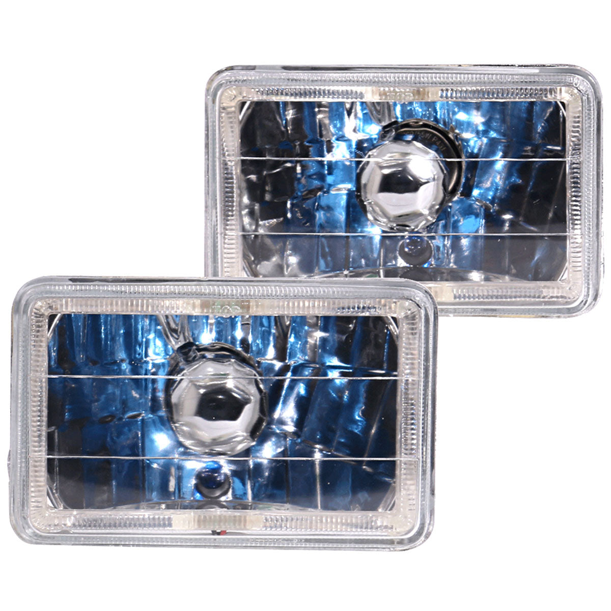 Universal 4X6 Square H4 Diamond Cut Style Clear Lens Headlight