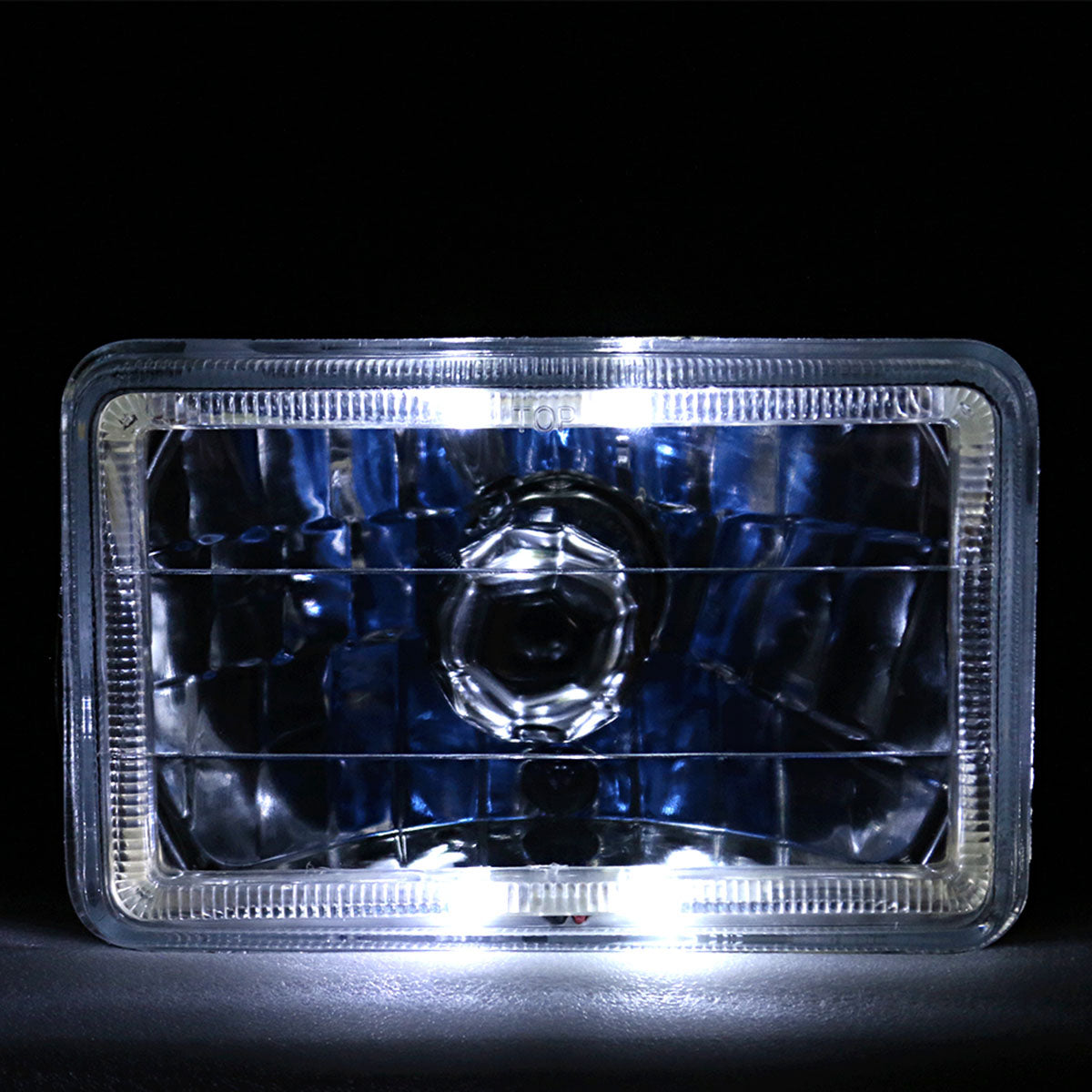 Universal 4X6 Square H4 Diamond Cut Style Clear Lens Headlight