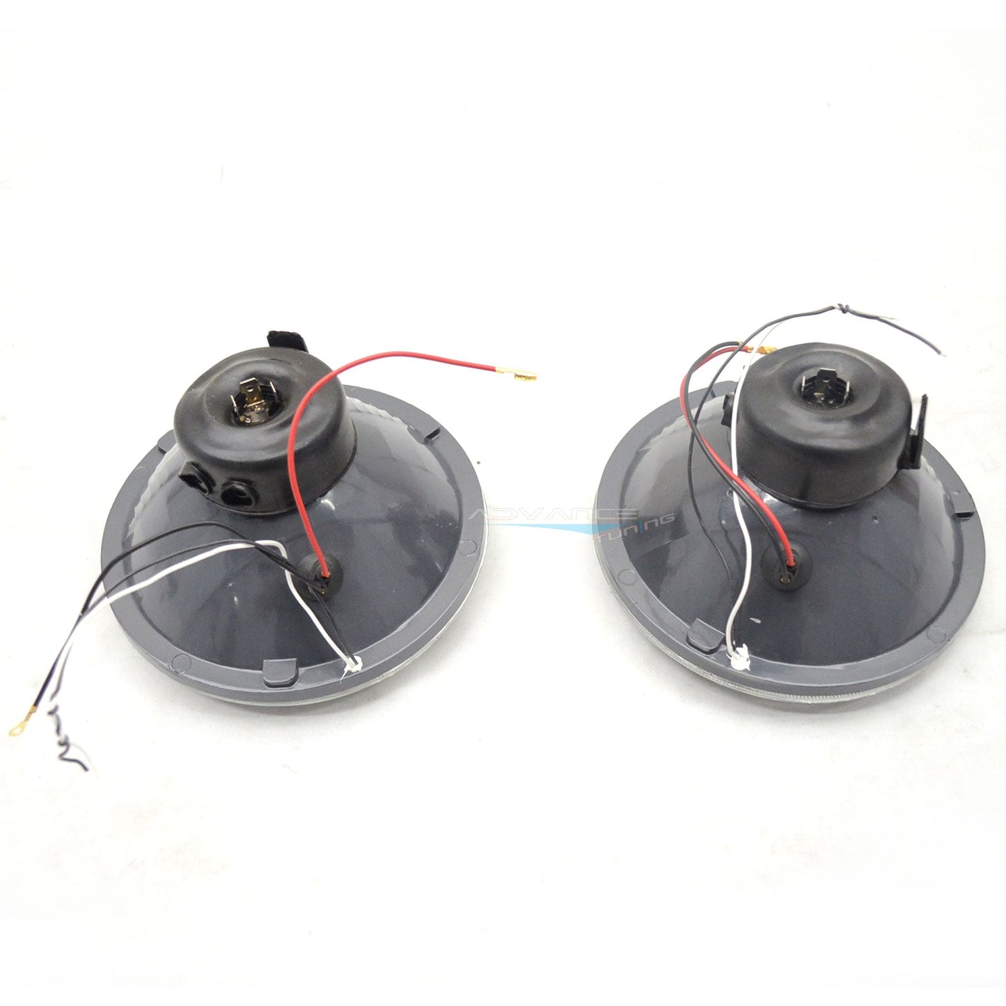 7in Round H4 Headlight w/ Halo Halogen Bulb Clear Lens Blue City Light
