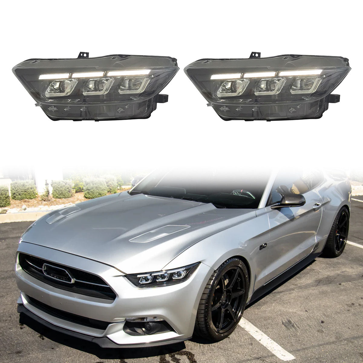 2015-2022 Ford Mustang Shelby 2024 Style Front Bumper Head Lights Lamp