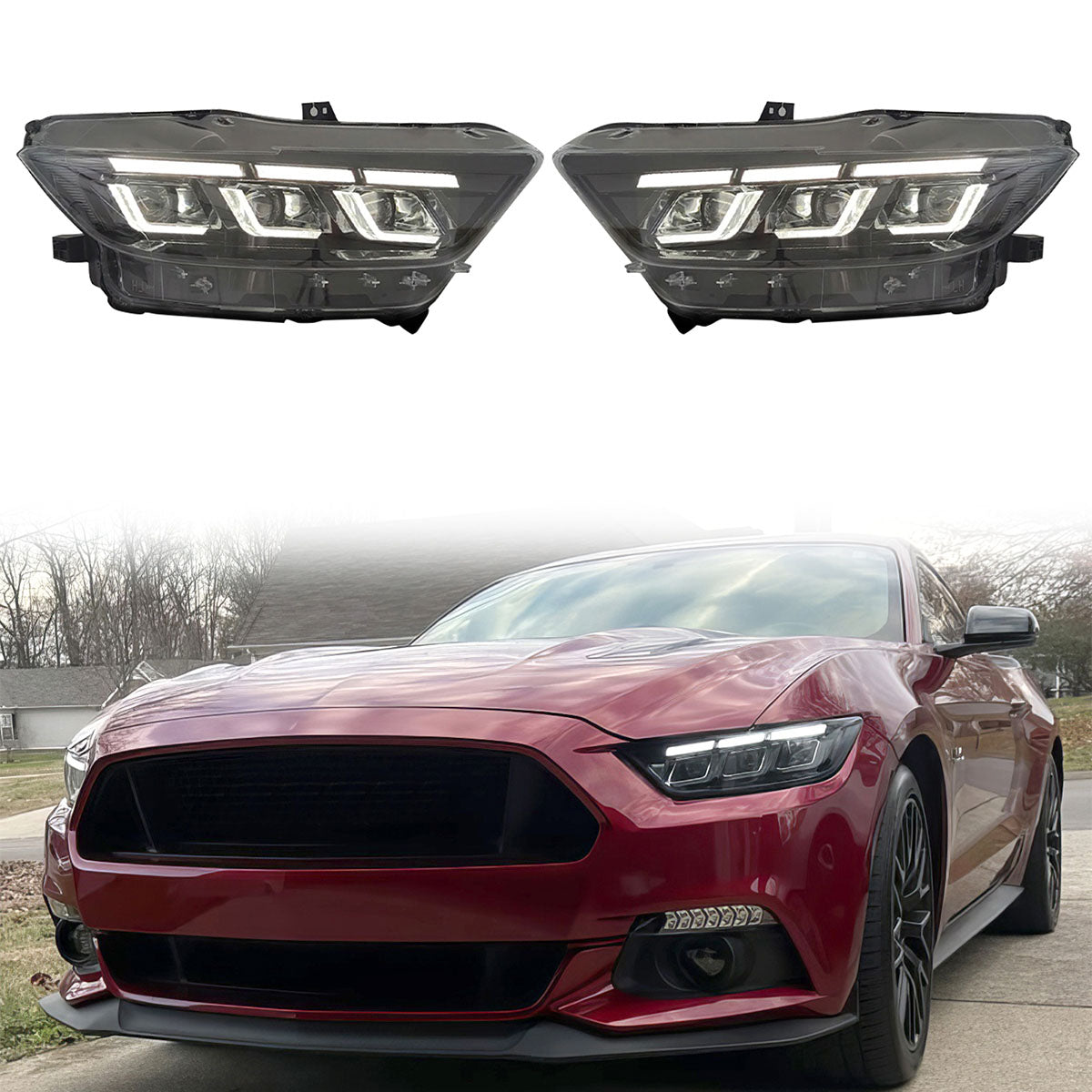 2015-2022 Ford Mustang Shelby 2024 Style Switchback Head Lights Lamp