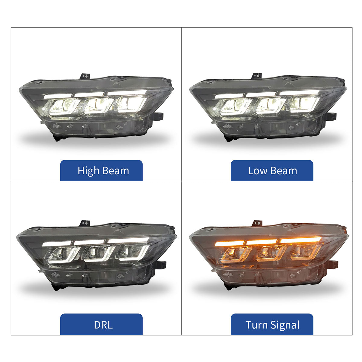 2015-2022 Ford Mustang Shelby 2024 Style Switchback Head Lights Lamp