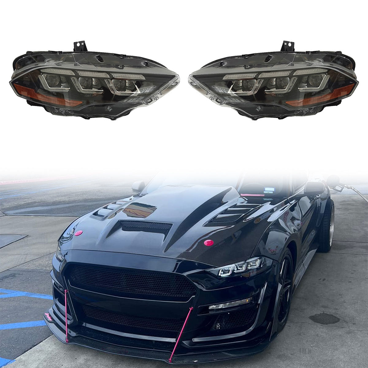 2018-2023 Ford Mustang EcoBoost GT V6 2024 Style Front Head Light Lamp